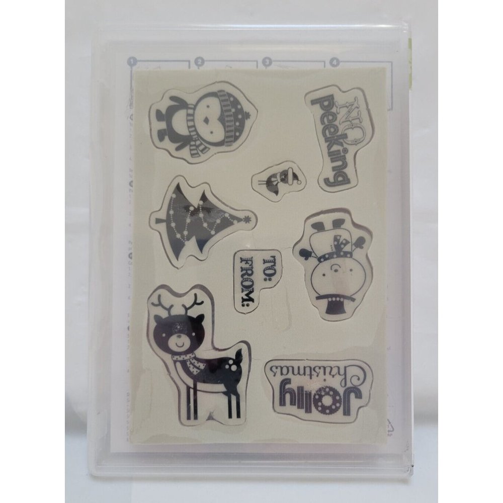 Stampin' Up! No Peeking Set - 8 Rubber Stamps and 3 Matching Christmas Ornaments - Picture 5 of 13